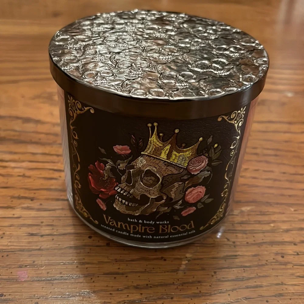 Bath & Body Works Vampire Blood candle and Wicked Vanilla Woods hand soap‎
